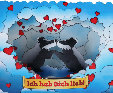 0411 3D Grußkarte "Ich hab dich lieb"