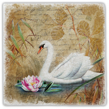 0958  Marmorfliese Vintage Schwan