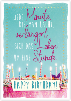 29821 Postkarte Happy Words "Jede Minute, die man lacht, …"