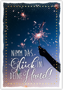 29829 Postkarte Happy Words "Nimm das Glück in deine Hand!"