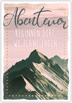 29830 Postkarte Happy Words "Abenteuer beginnen dort..."