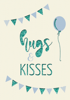 31015 Grußkarte paper deluxe "Hugs & Kisses" - Luftballon