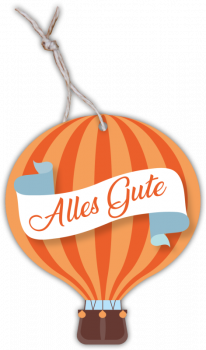 Geschenkanhänger Heißluftballon „Alles Gute“