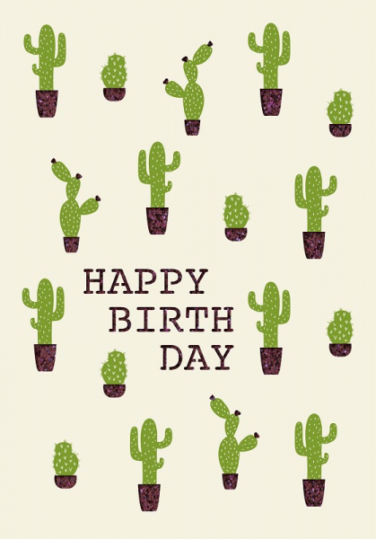 31013 Grußkarte paper deluxe "Happy Birthday" - Kakteen
